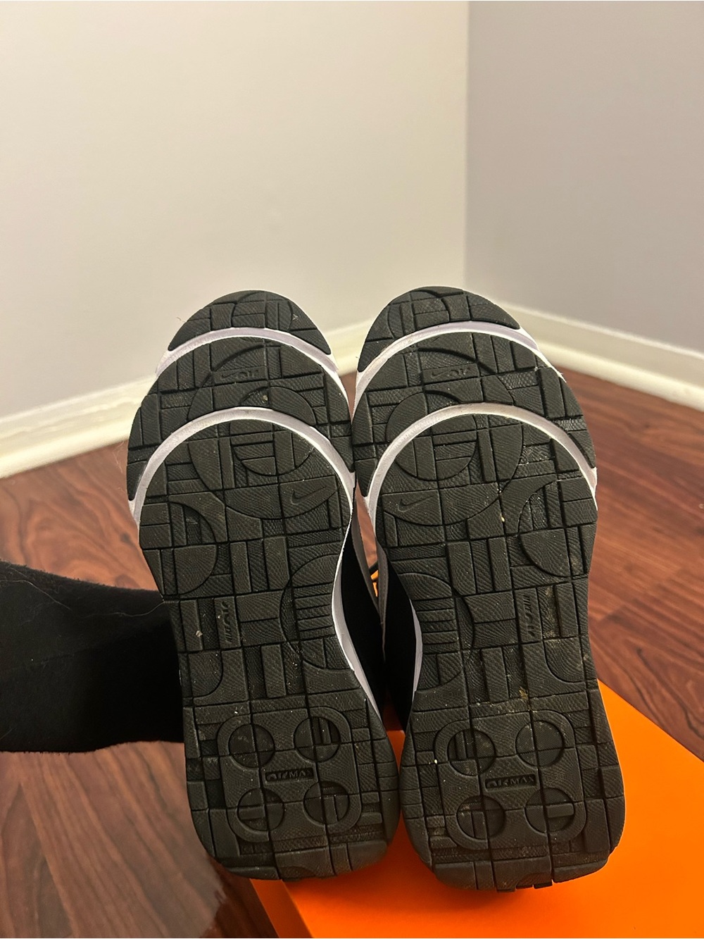 Nike Black And White Athletic Sneakers With Treaded Soles